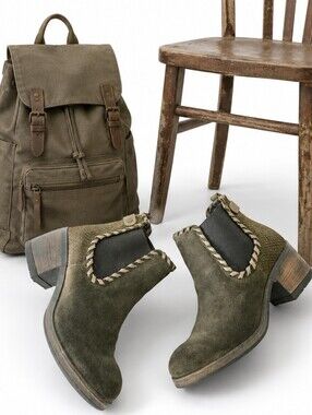 Mark Jenkins Green Suede Ankle Booties